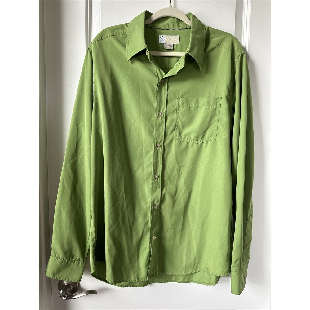 ExOfficio Shirt Mens Large Green Long Sleeve Insect Shield Outdoors Adventure